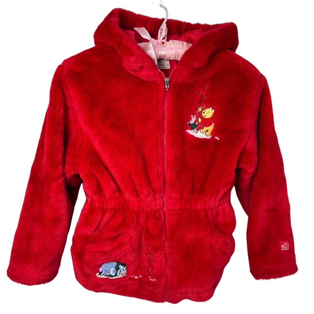 Vintage Disney Store Winnie the Pooh Plush Red Winter Jacket 7-8 Piglet Eeyore
